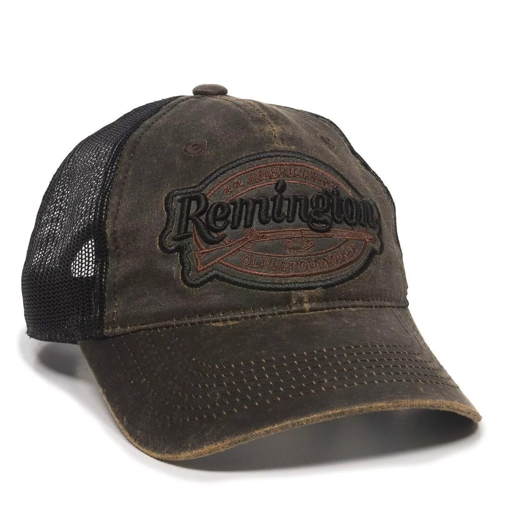 Outdoor Cap Remington Mens Weathered LC Logo Hat RM17A Dark Brown/Black One Size